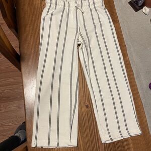 Classic Striped Kids Pants in Cream and Gray